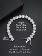 White CZ Heart Tennis Bracelet