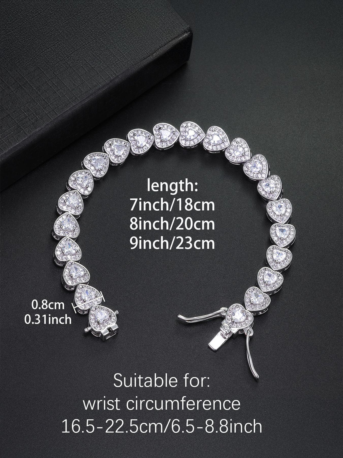 White CZ Heart Tennis Bracelet