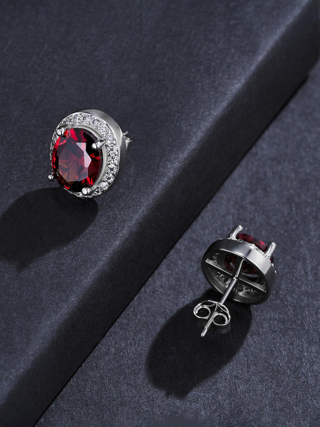 Iced Ruby Stud Earrings