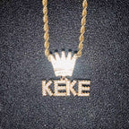 Custom Mini Iced Letter Crown Pendant