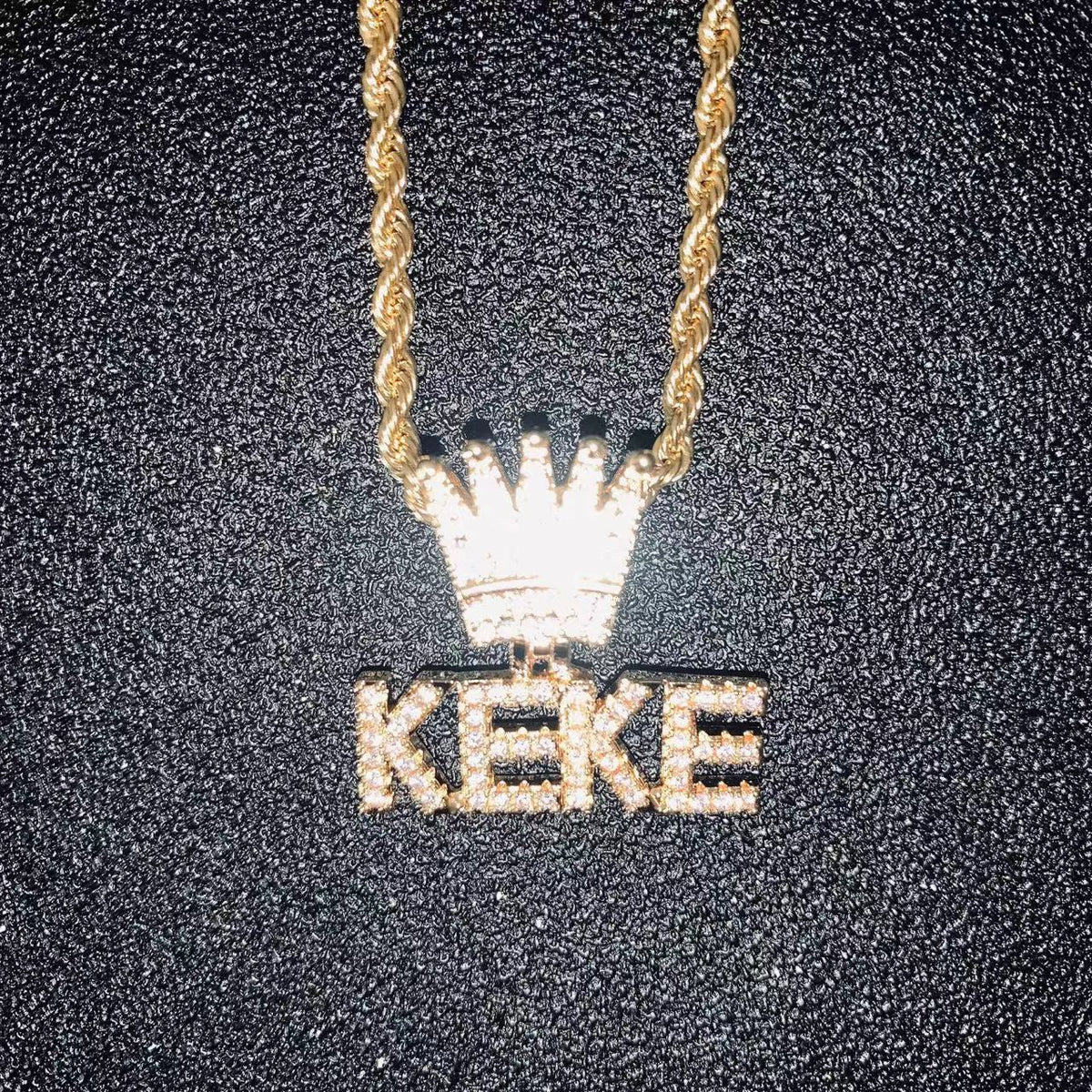 Custom Mini Iced Letter Crown Pendant