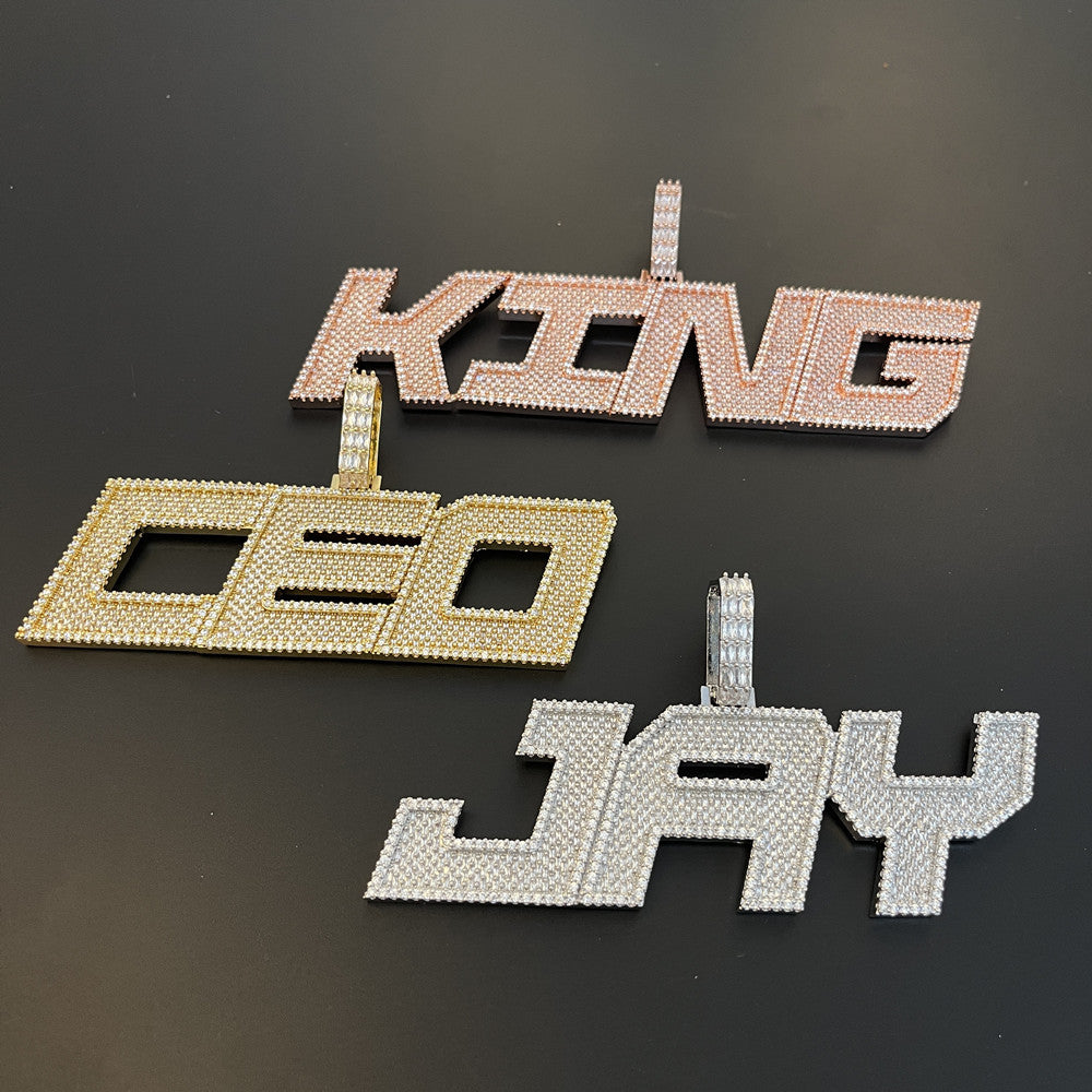 Custom Baguette Iced Letter Pendant