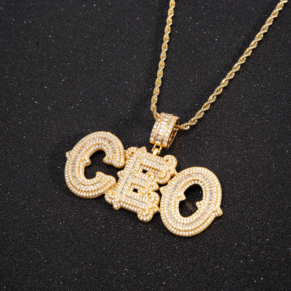 Custom Spiked Baguette Letter Pendant