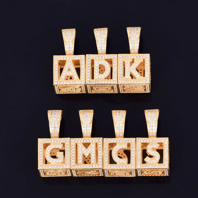 Custom Iced Out 3D Box Letter Name Pendant Hover Image