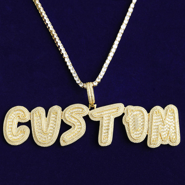 Custom Hinged Baguette Bubble Letter Pendant Hover Image