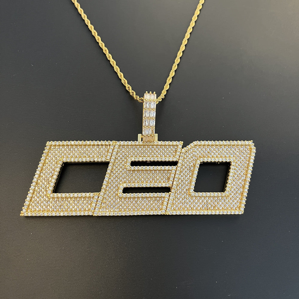 Custom Baguette Iced Letter Pendant