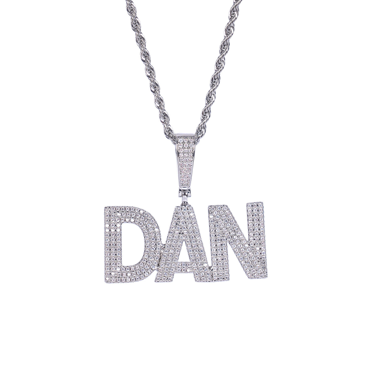 Custom Solid Iced Letter Cluster Pendant