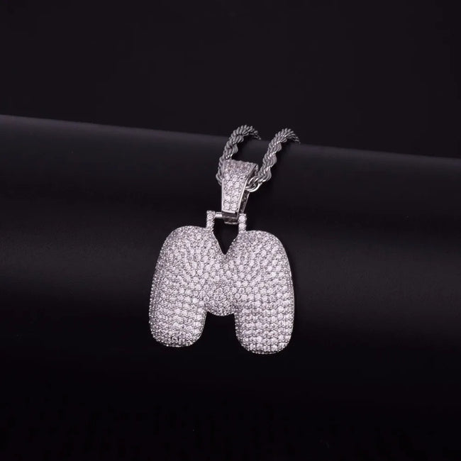 Custom Iced Out Puffy Initial Pendant Main Image