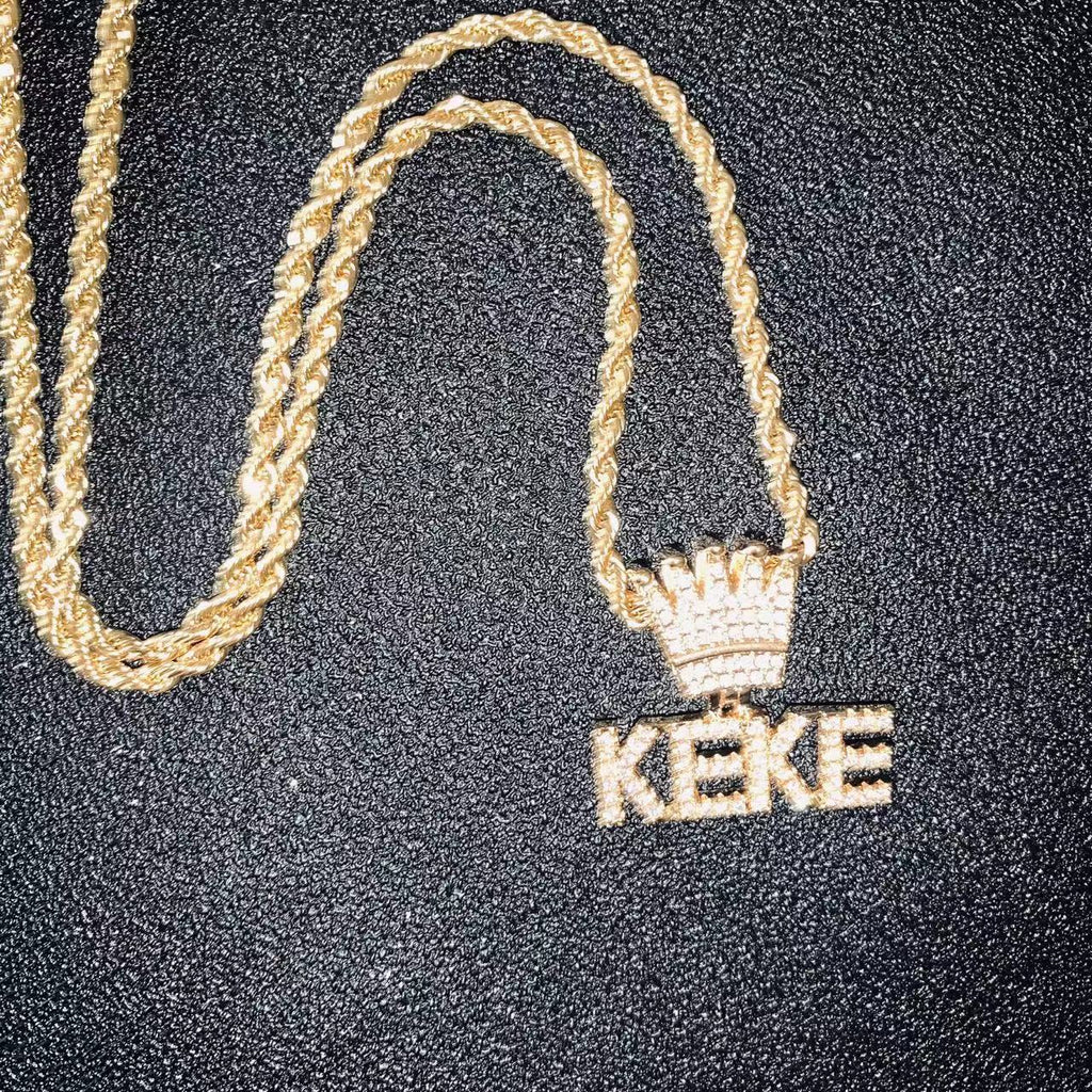 Custom Mini Iced Letter Crown Pendant
