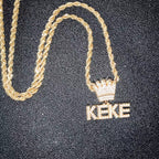 Custom Mini Iced Letter Crown Pendant