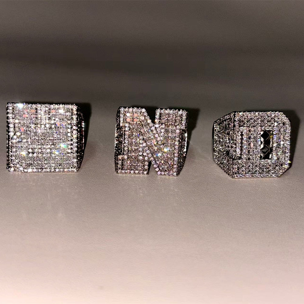 Iced Out Letter Emerald-Cut CZ Ring