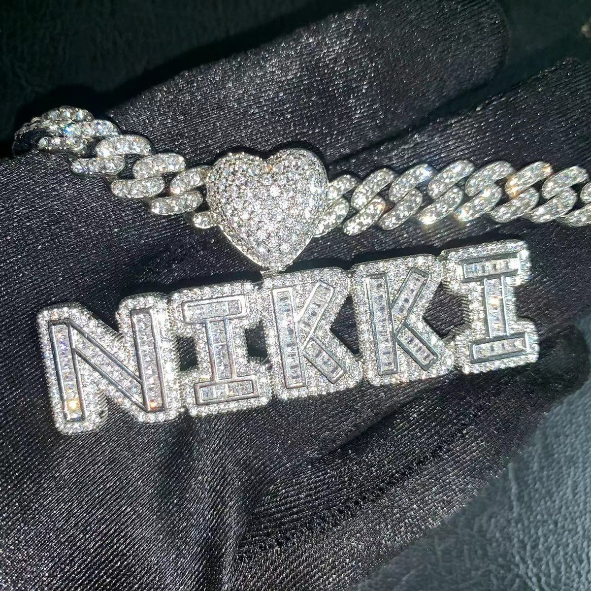 Custom Iced Heart Initial Pendant