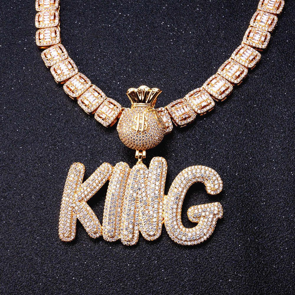 Custom Iced Bubble Letter & Number Pendant