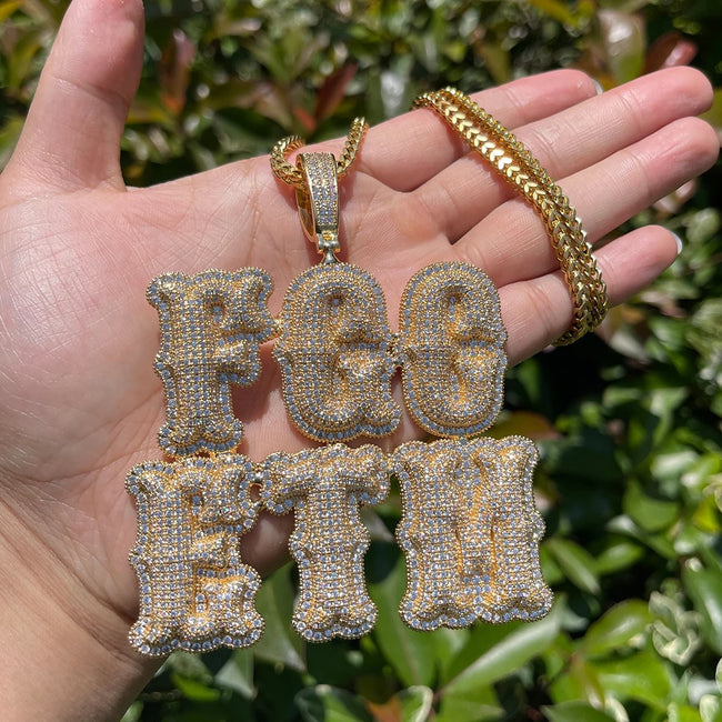 Custom Puffy Bubble Name Pendant Hover Image