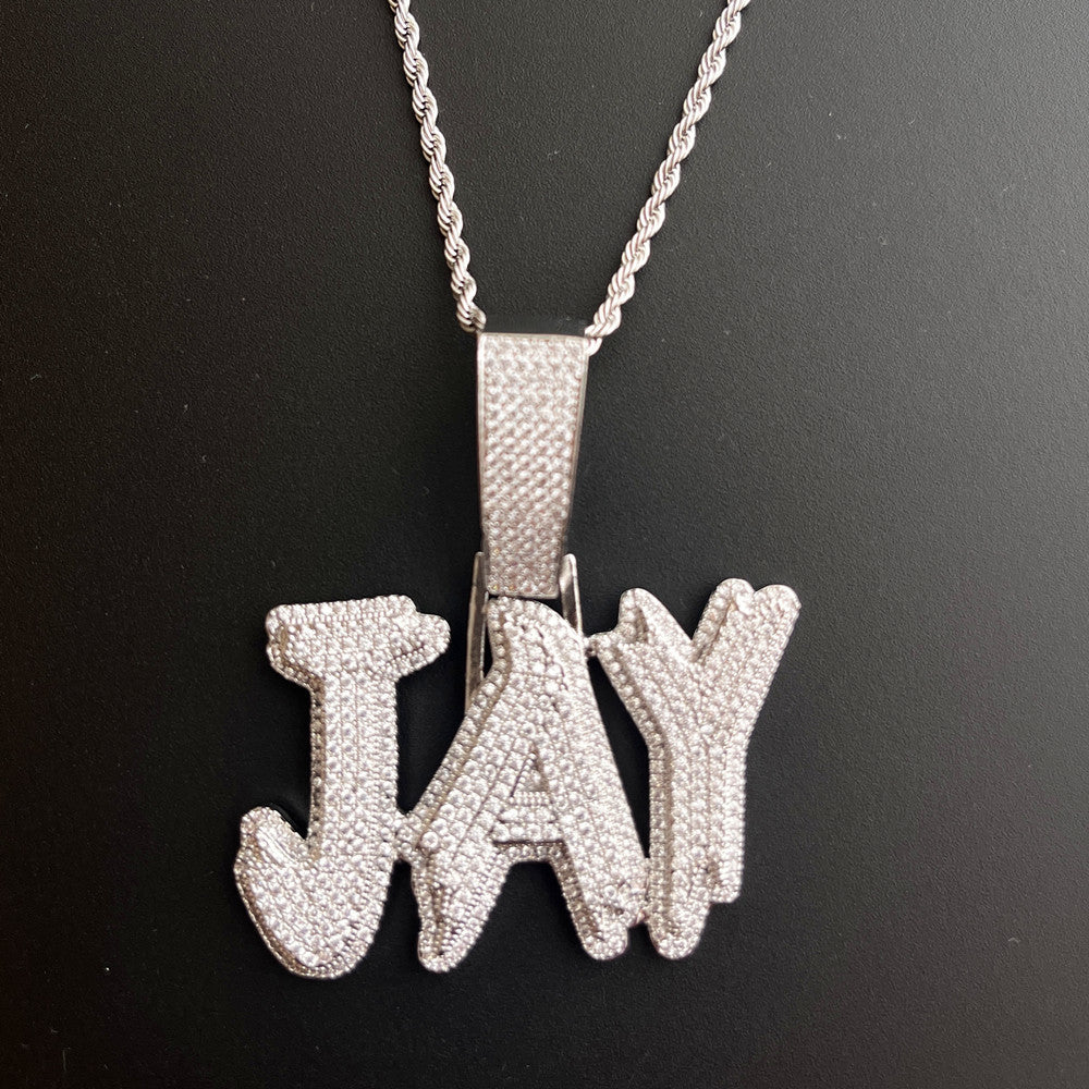 Custom Iced Teardrop Letter Pendant