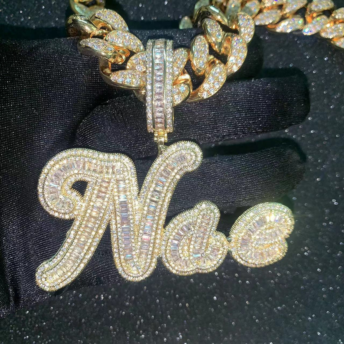 Custom Jala Iced Letter Pendant