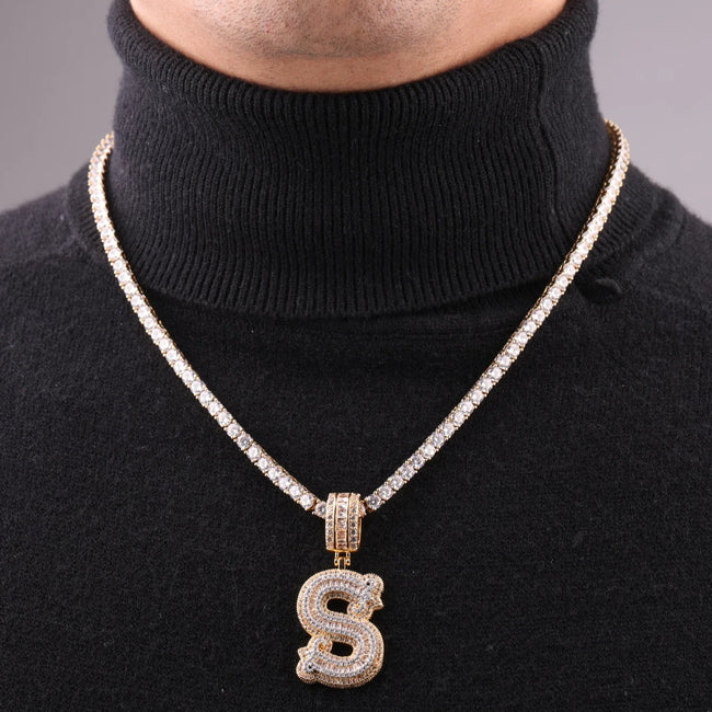 Custom Rounded Edge Baguette Letter Pendant Main Image