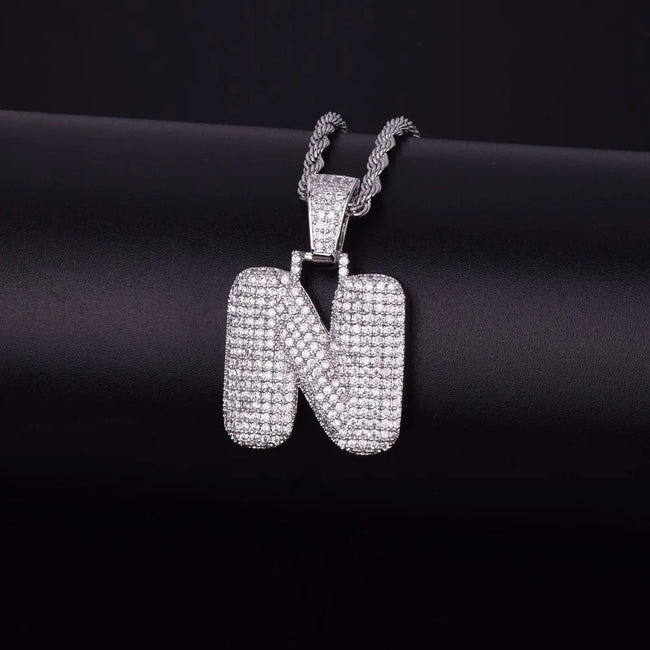 Custom Iced Out Puffy Initial Pendant Hover Image