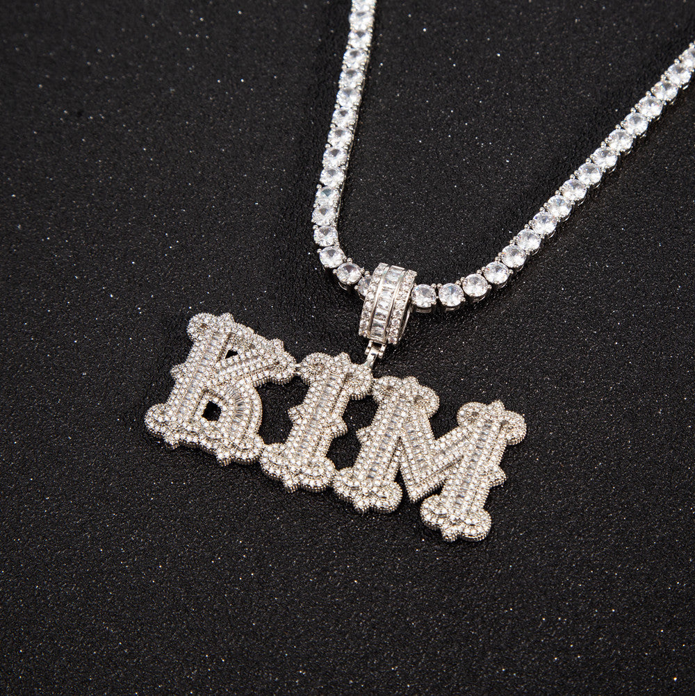 Custom Spiked Baguette Letter Pendant