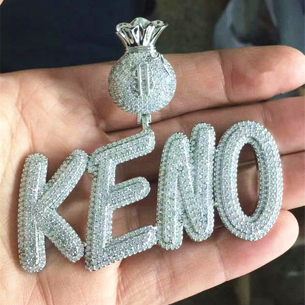Custom Iced Bubble Letter & Number Pendant