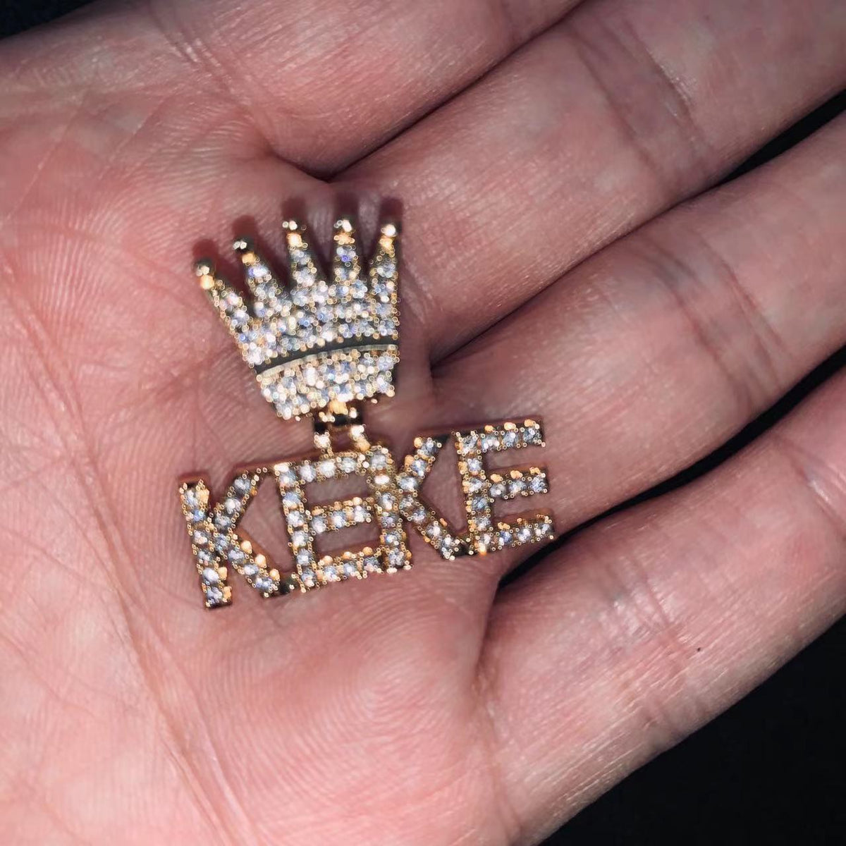 Custom Mini Iced Letter Crown Pendant