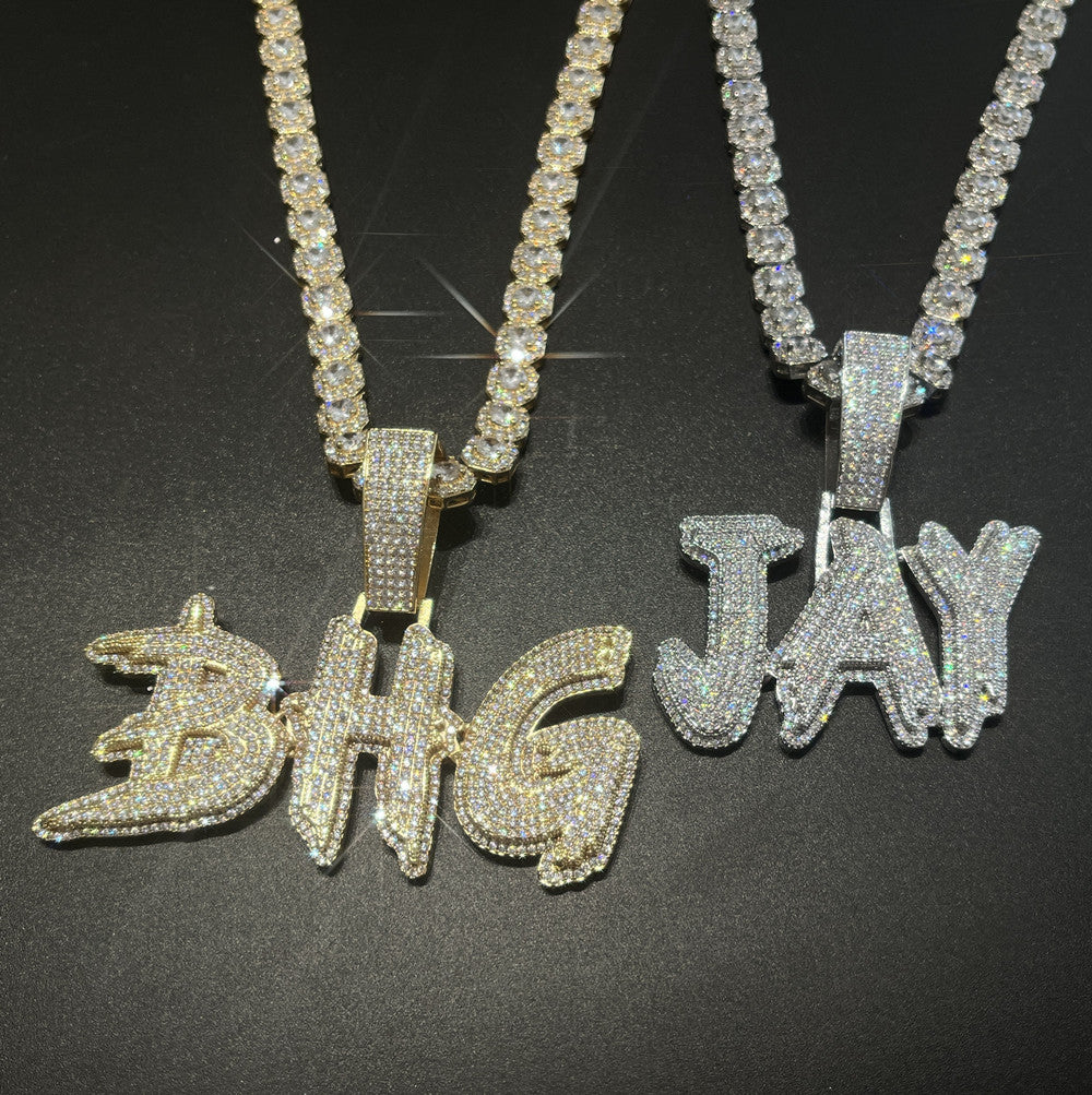 Custom Iced Teardrop Letter Pendant