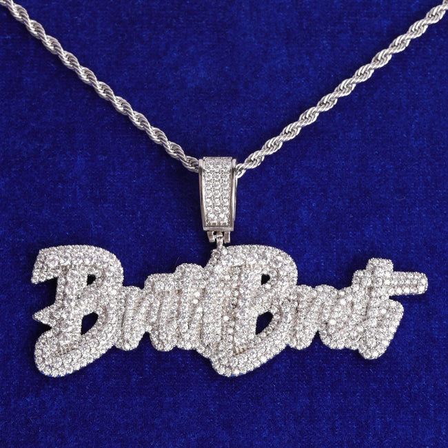 Custom Two-Tone Iced Out Script Name Pendant Hover Image