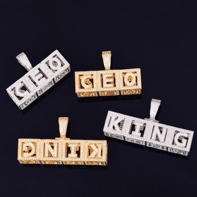 Custom Iced Out 3D Box Letter Name Pendant Main Image