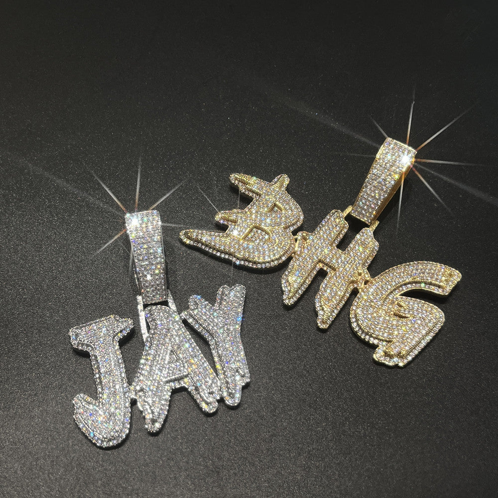 Custom Iced Teardrop Letter Pendant