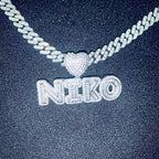 Custom Iced Heart Initial Pendant