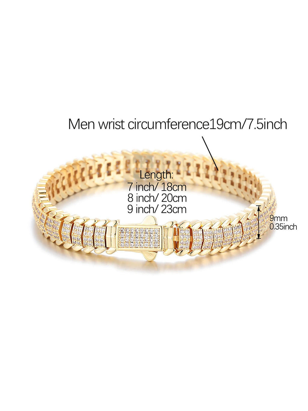 9MM Full-Iced Herringbone Bracelet