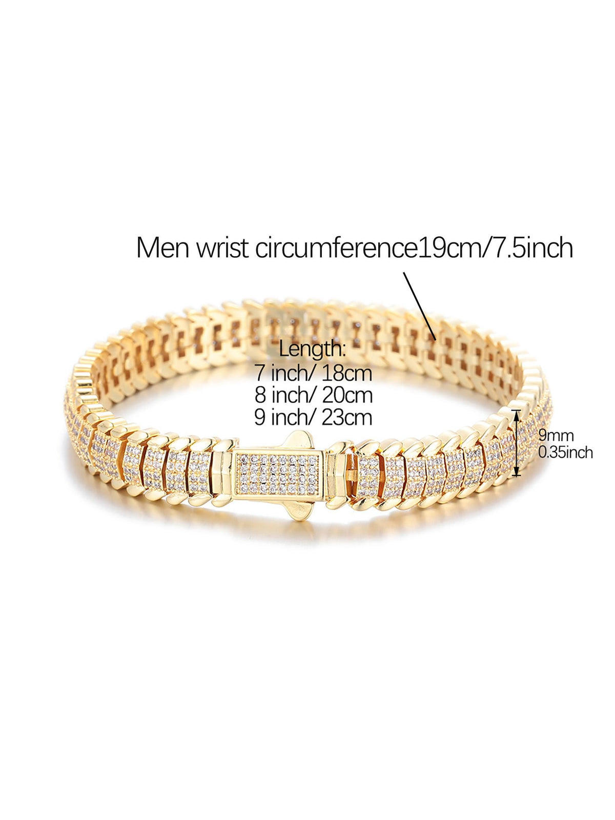 9MM Full-Iced Herringbone Bracelet