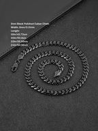 8MM Black Stainless Steel Cuban Link Necklace
