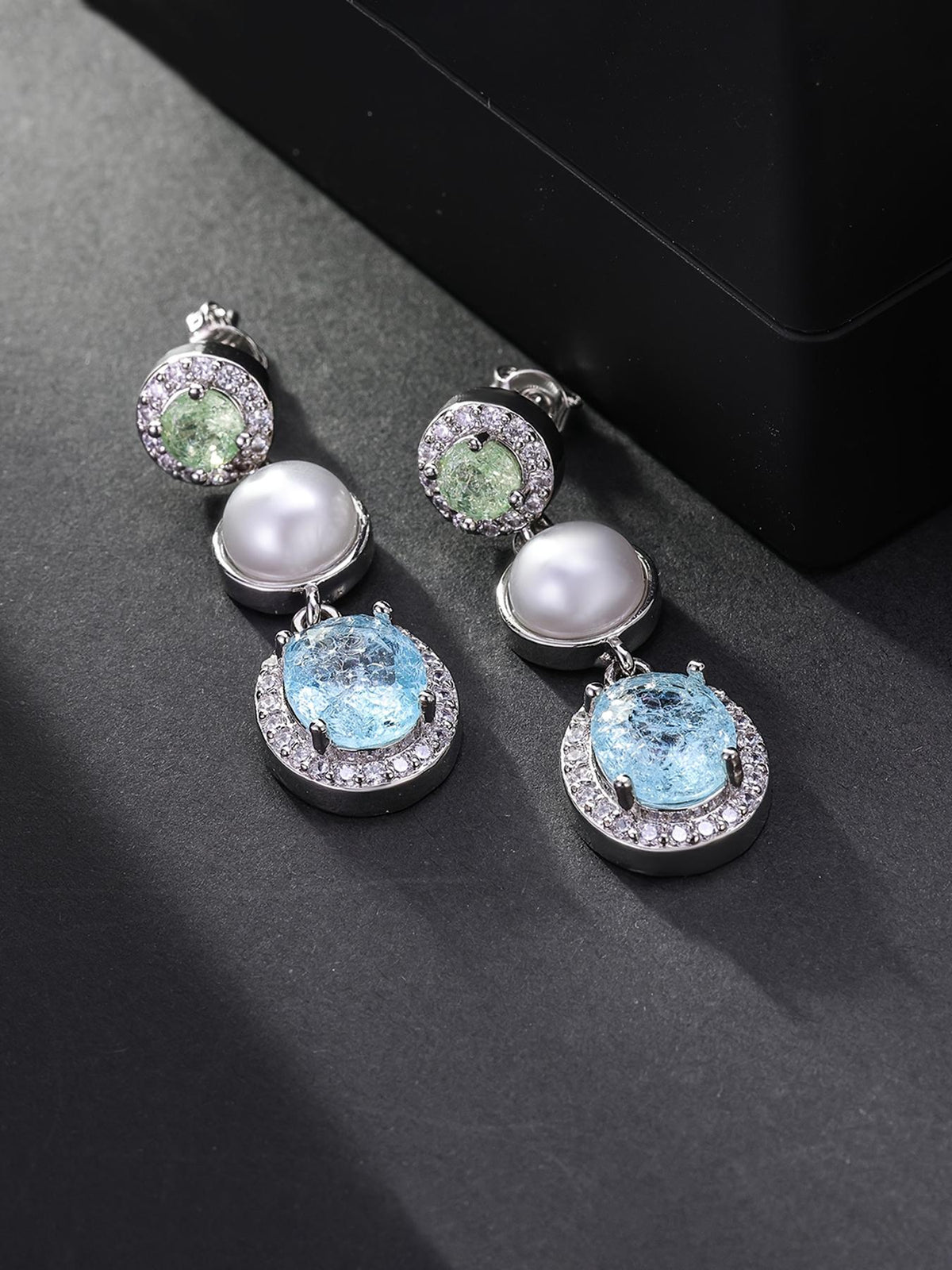 Iced Crystal Bloom Stud Earrings