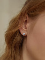Iced Square Arch CZ Earring