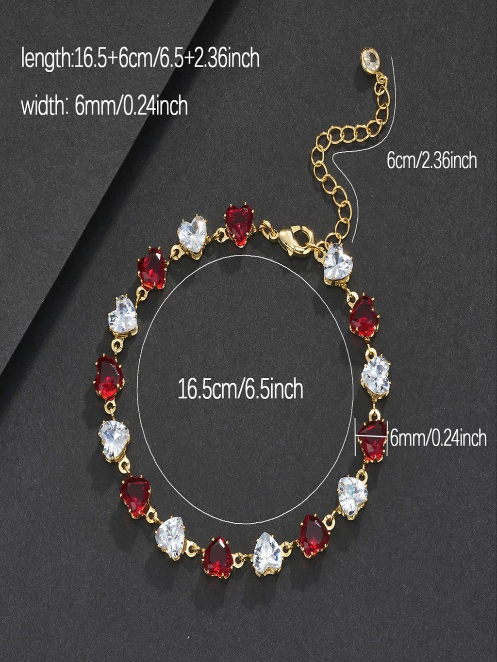 Red Heart CZ Statement Bracelet