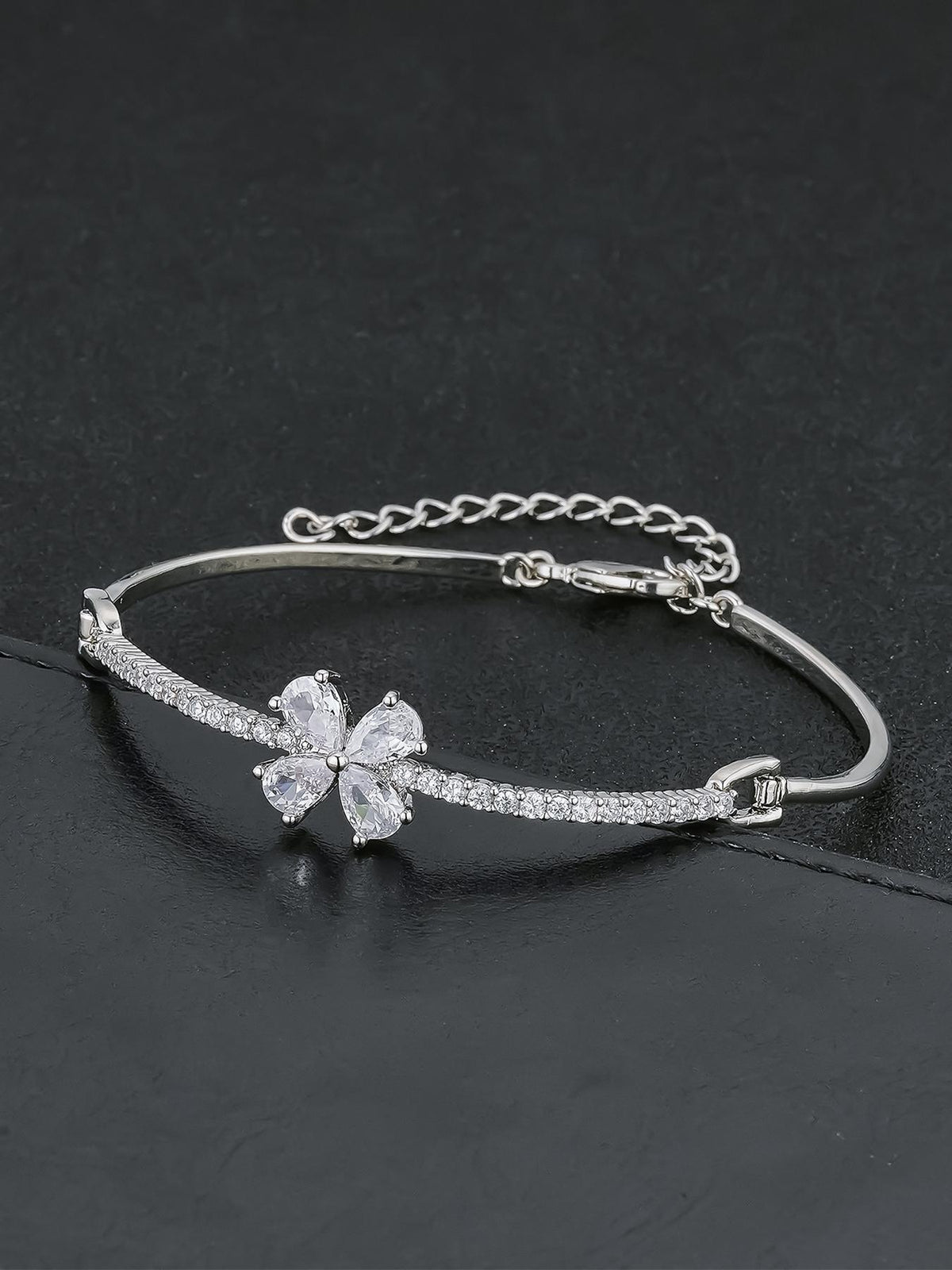 Multicolor Flower CZ Statement Bracelet