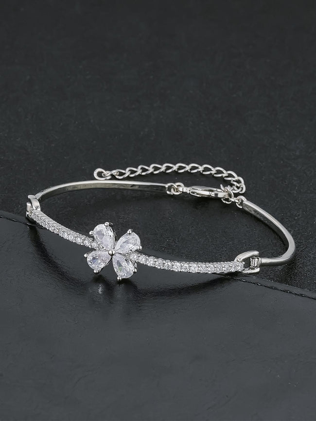 Multicolor Flower CZ Statement Bracelet Hover Image