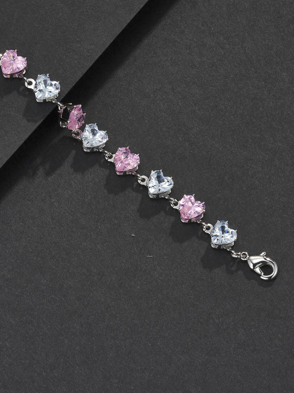 Pink Heart CZ Statement Bracelet