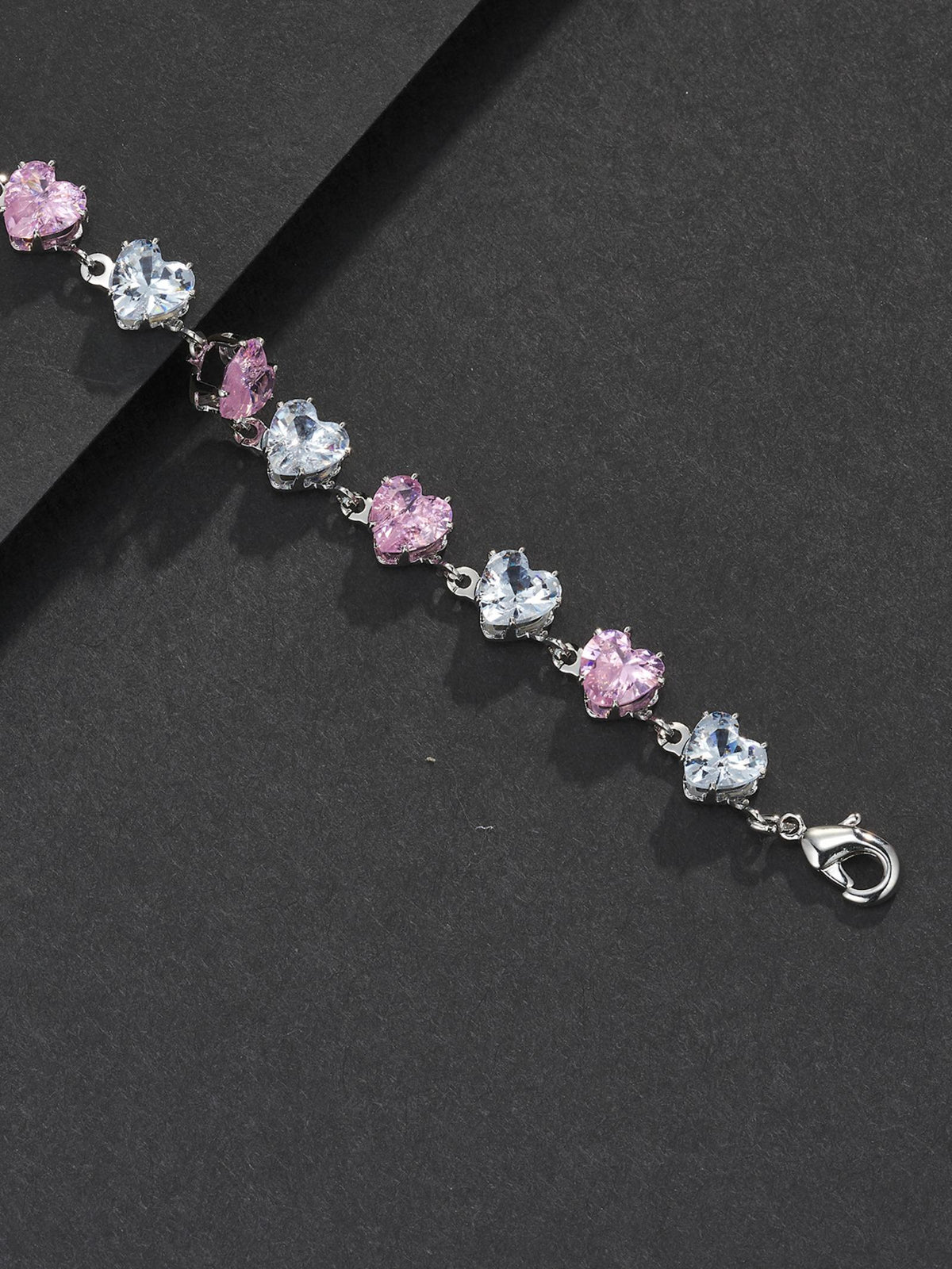 Pink Heart CZ Statement Bracelet