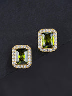 Green CZ Street Stud Earrings