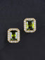 Green CZ Street Stud Earrings