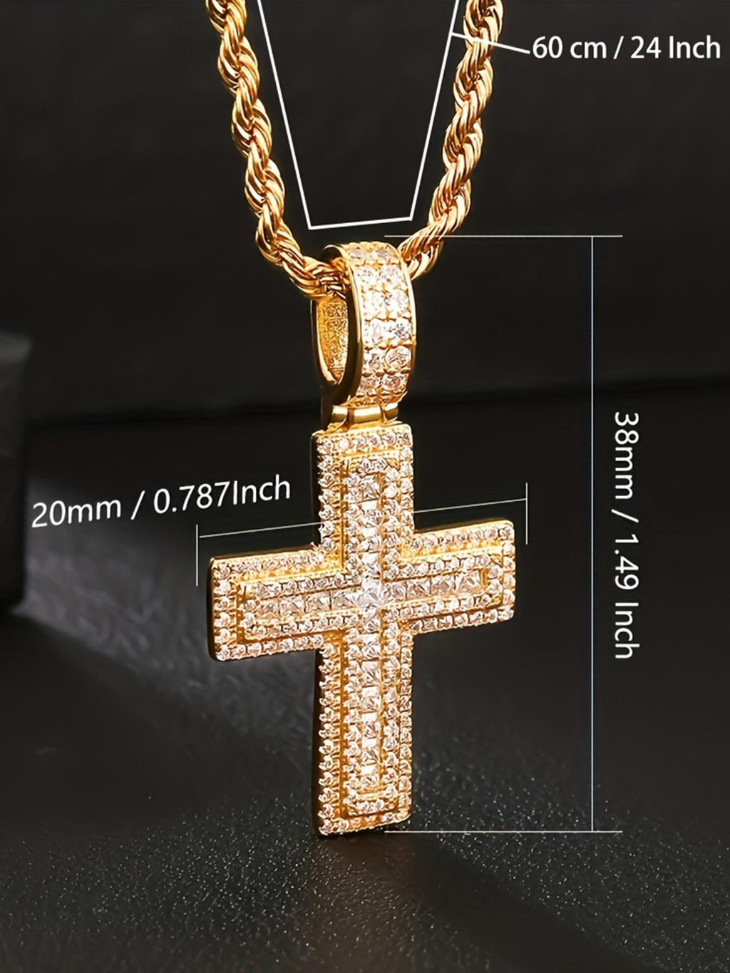 20mm Iced CZ Cross Pendant
