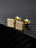 Iced Square CZ Stud Earring Set