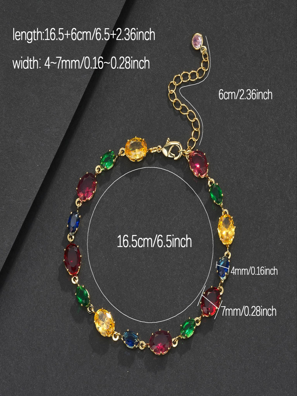 Multicolor Oval Gemstone Bracelet