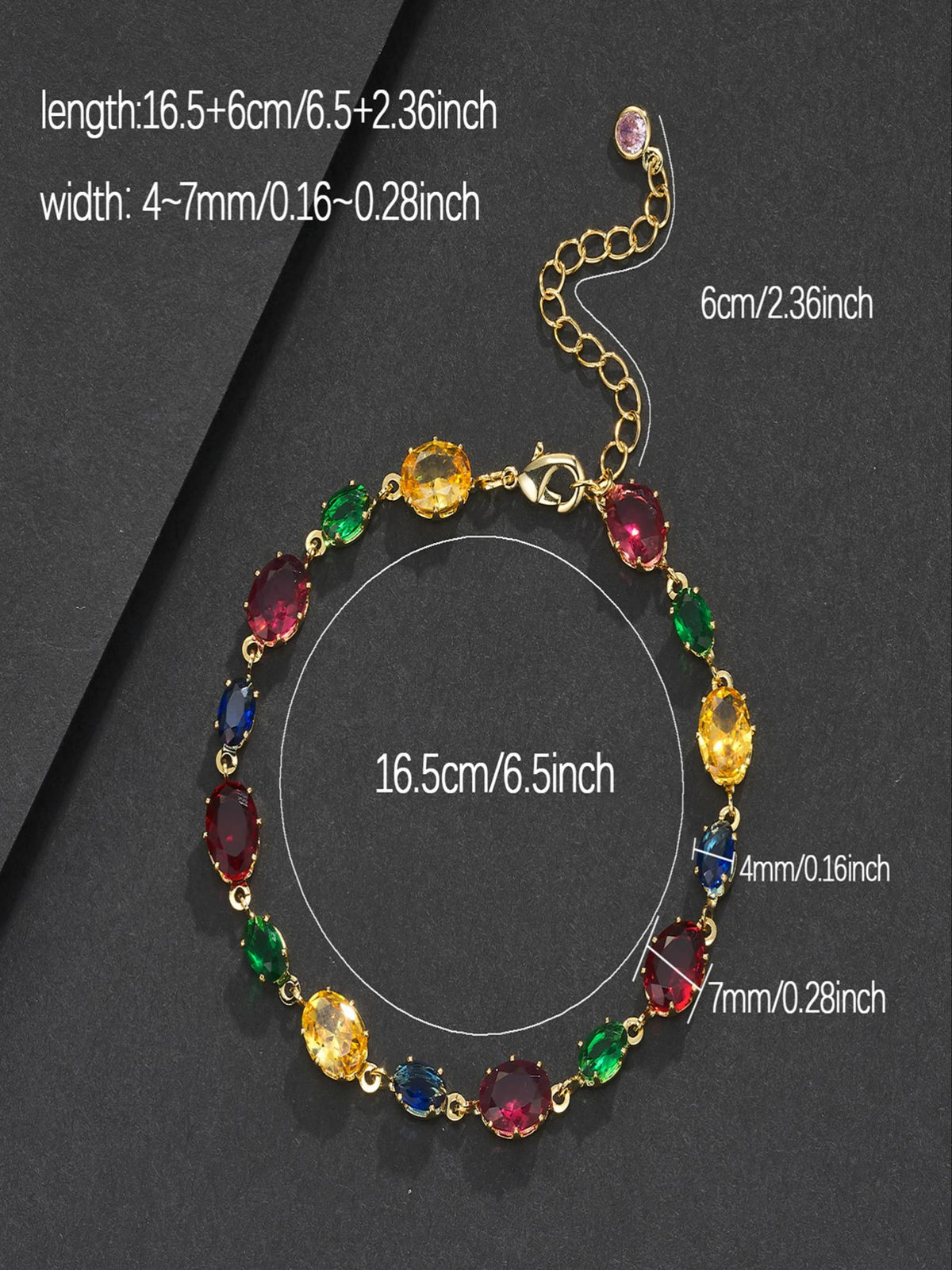 Multicolor Oval Gemstone Bracelet
