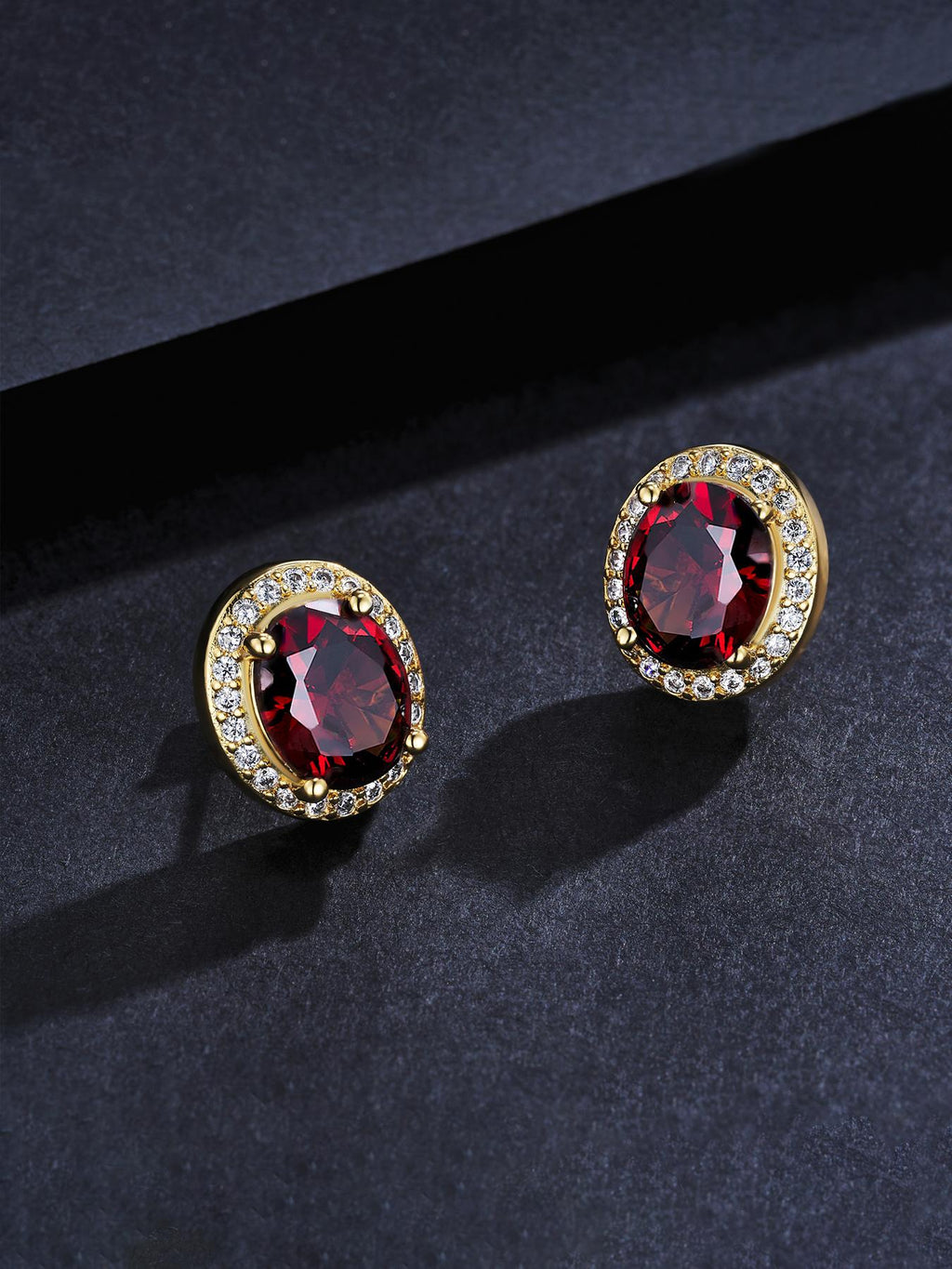 Iced Ruby Stud Earrings