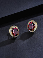 Iced Ruby Stud Earrings