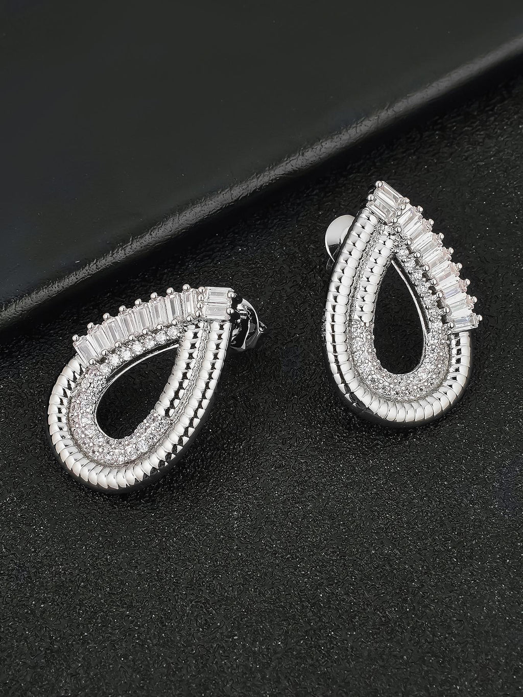 Iced Teardrop Stud Earrings
