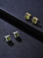 Green CZ Street Stud Earrings